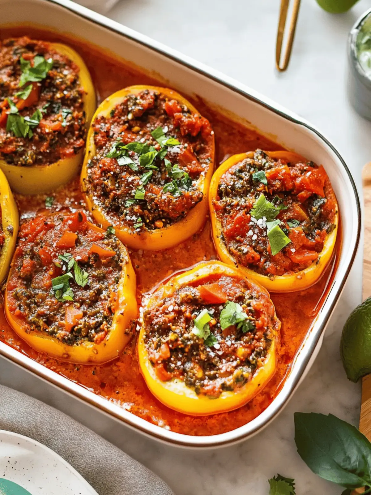 Gefüllte Paprikaschoten mit rotem Reis