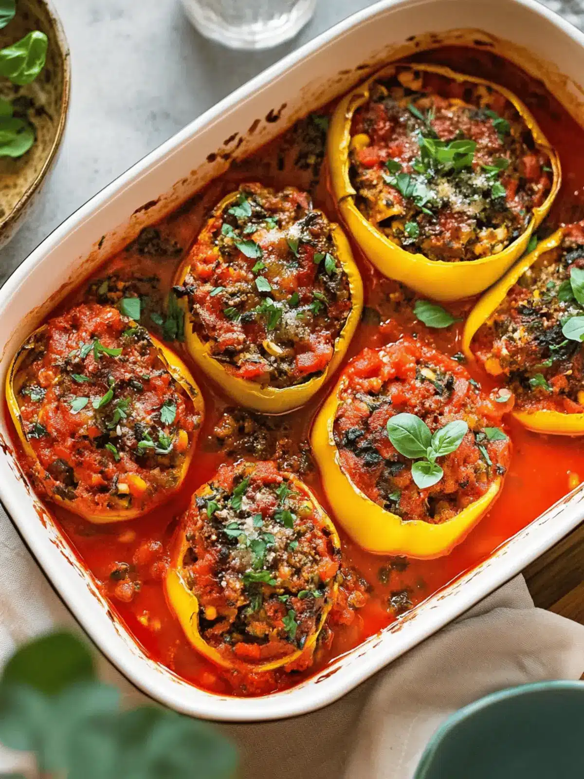 Gefüllte Paprikaschoten mit rotem Reis