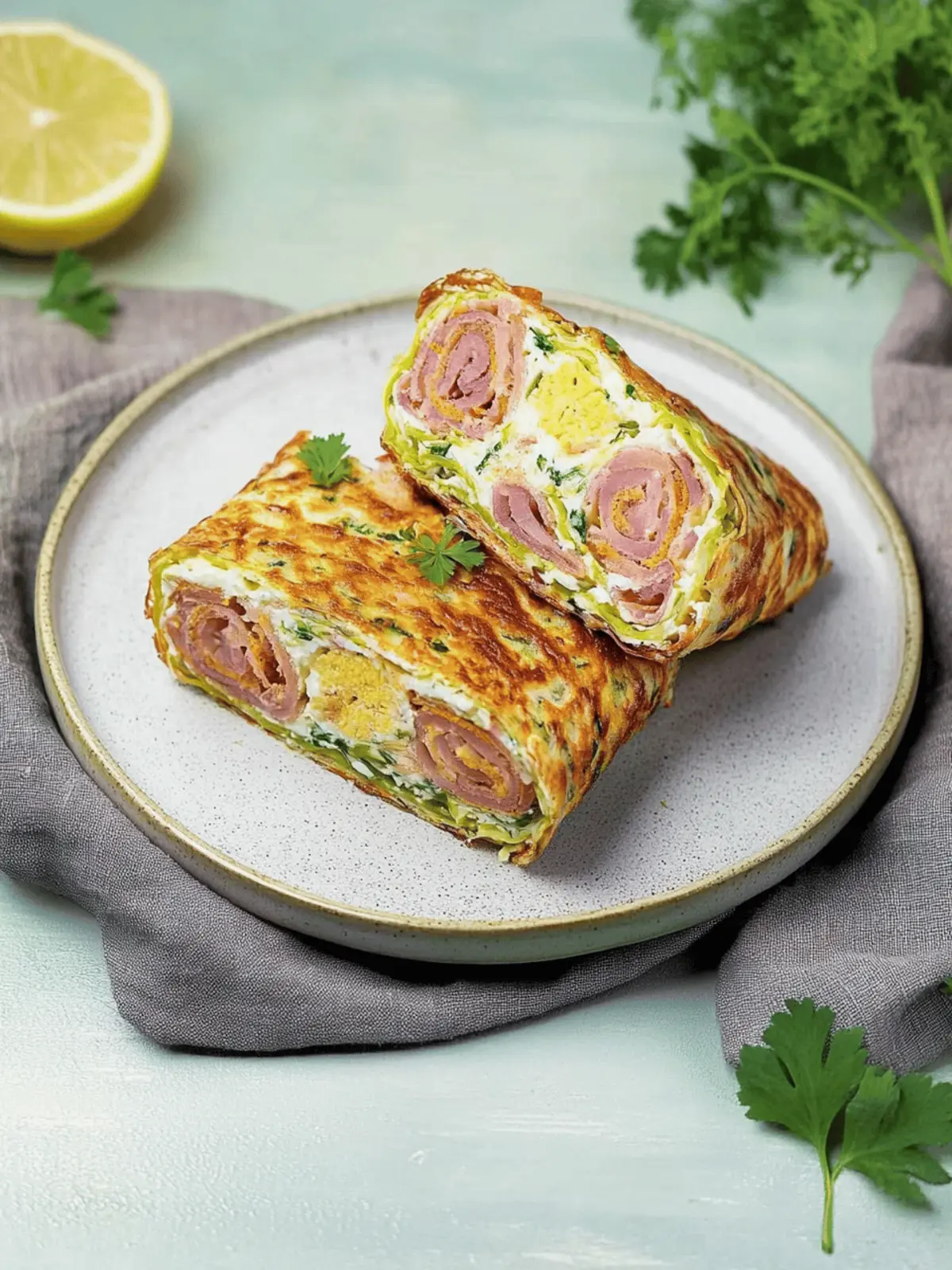 Delicious Low Carb vegetable roll with herb quark filling