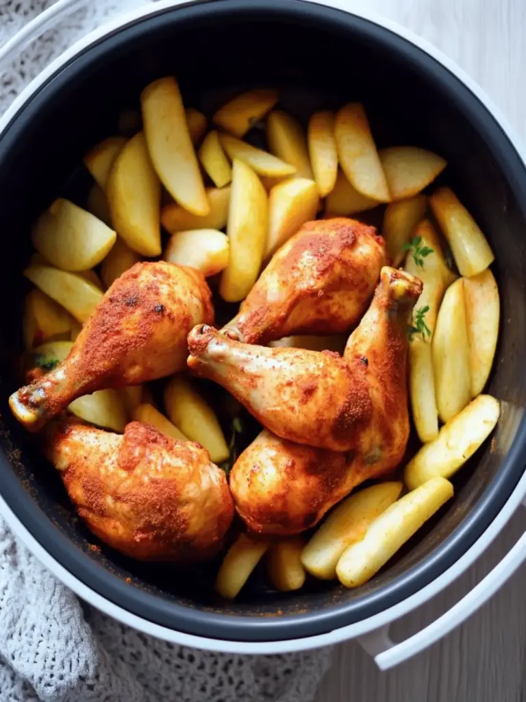 Hähnchen und Pommes