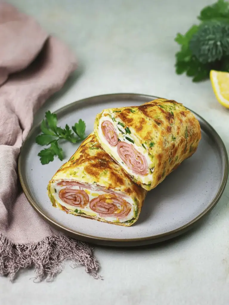 Delicious Low Carb vegetable roll with herb quark filling