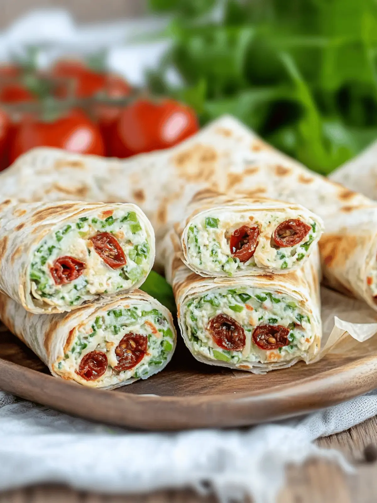 Vegetarian Wrap Rolls with Arugula and Tomatoes