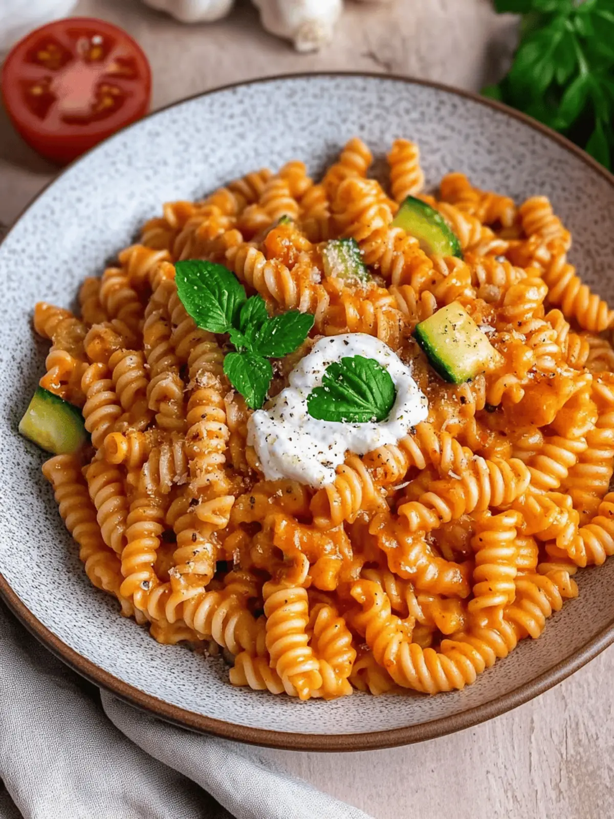 Healthy pasta with vegetable sauce