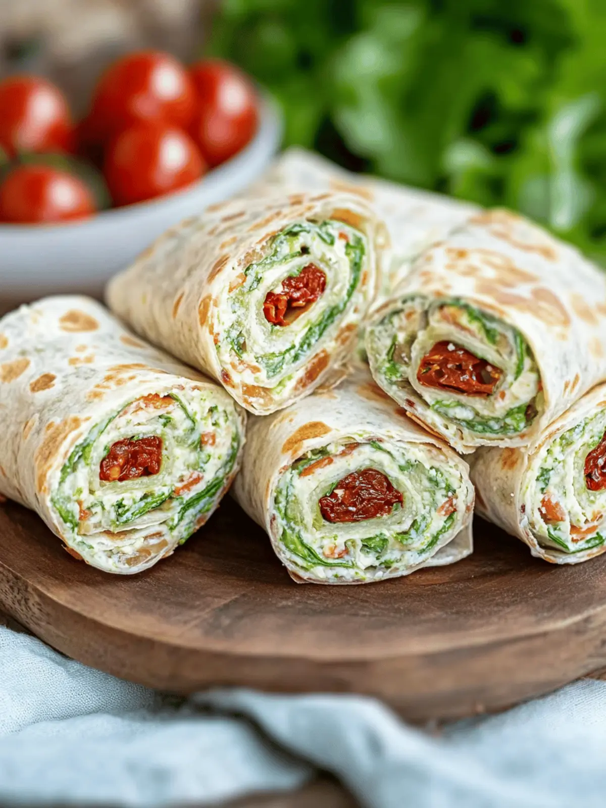 Vegetarian Wrap Rolls with Arugula and Tomatoes