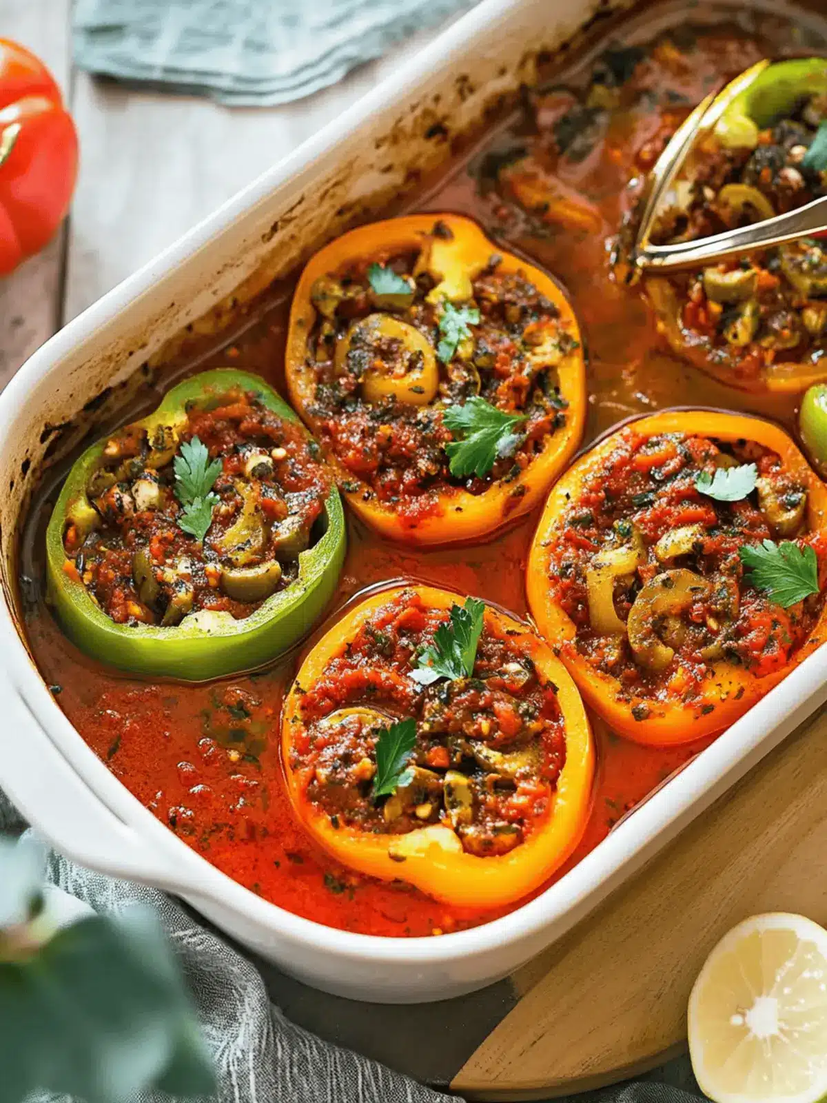 Gefüllte Paprikaschoten mit rotem Reis