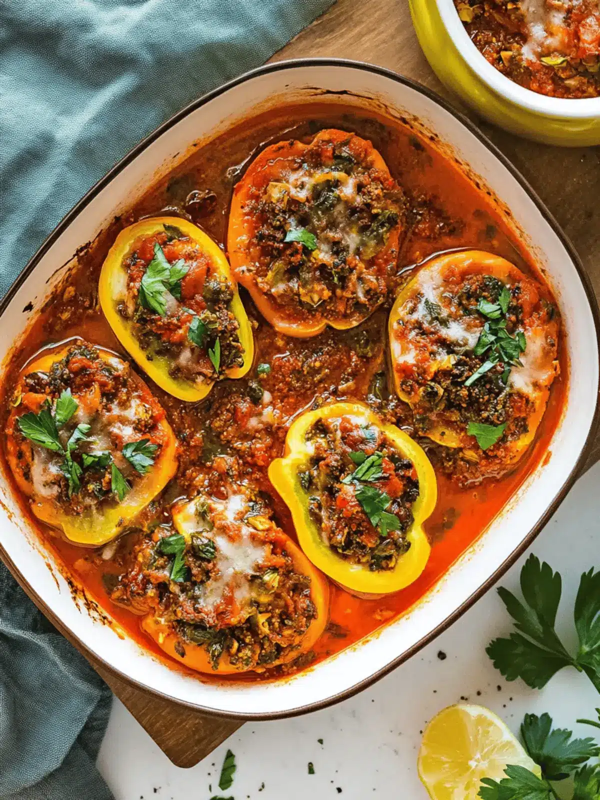 Gefüllte Paprikaschoten mit rotem Reis