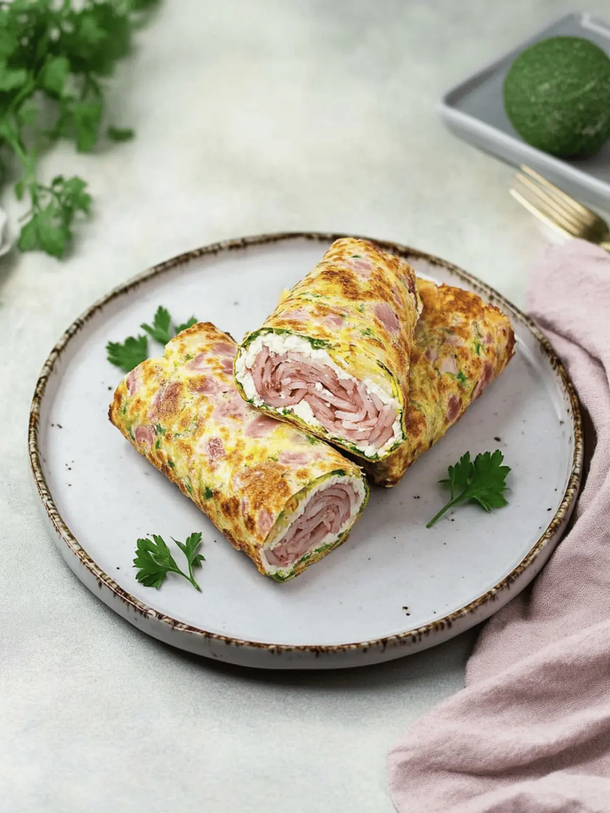 Delicious Low Carb vegetable roll with herb quark filling