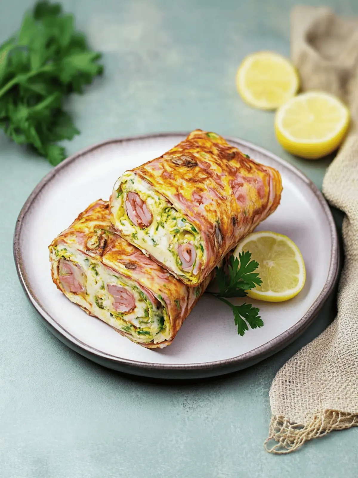 Delicious Low Carb vegetable roll with herb quark filling
