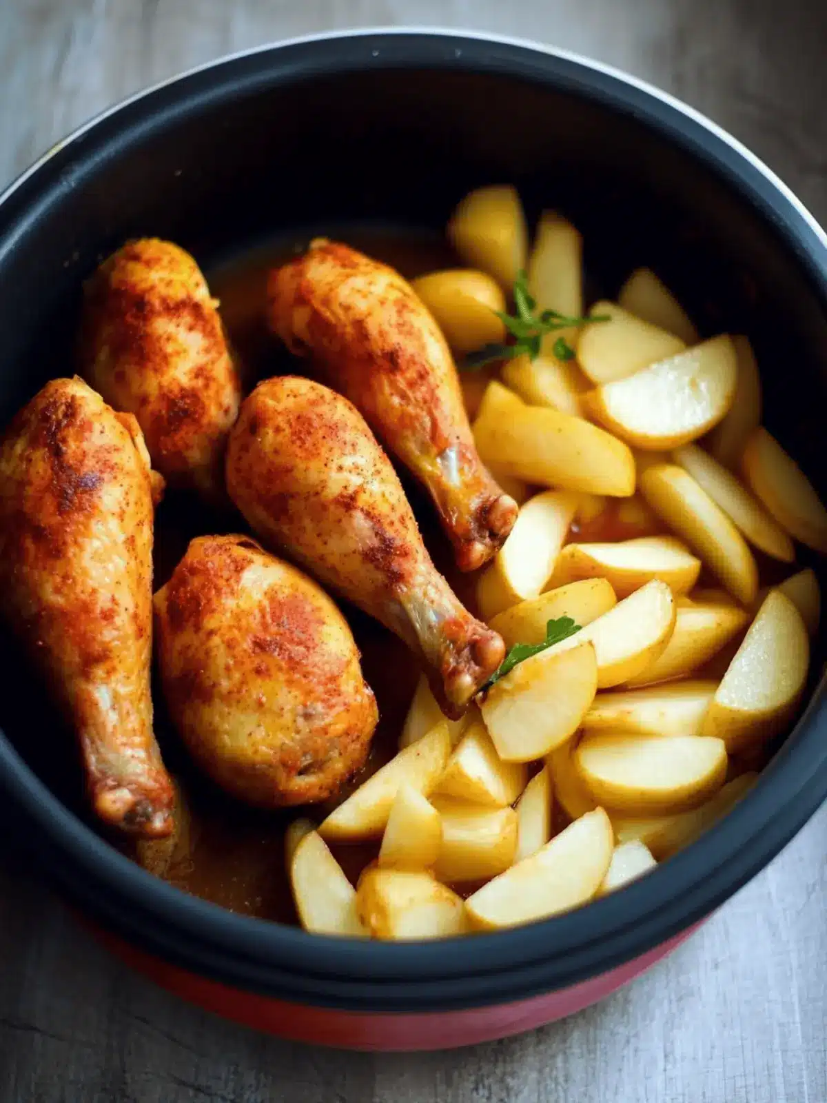 Hähnchen und Pommes