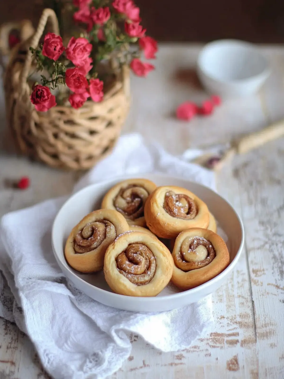 Cinnamon rolls hearts with nut filling