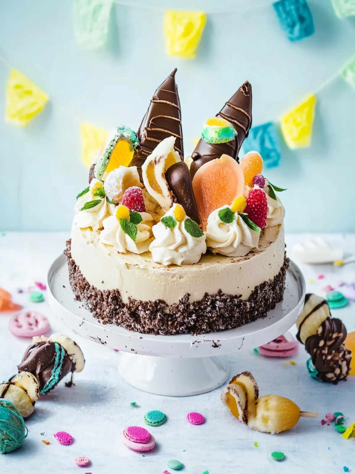 Schultüten-Torte mit prall gefüllten Eiswaffeln