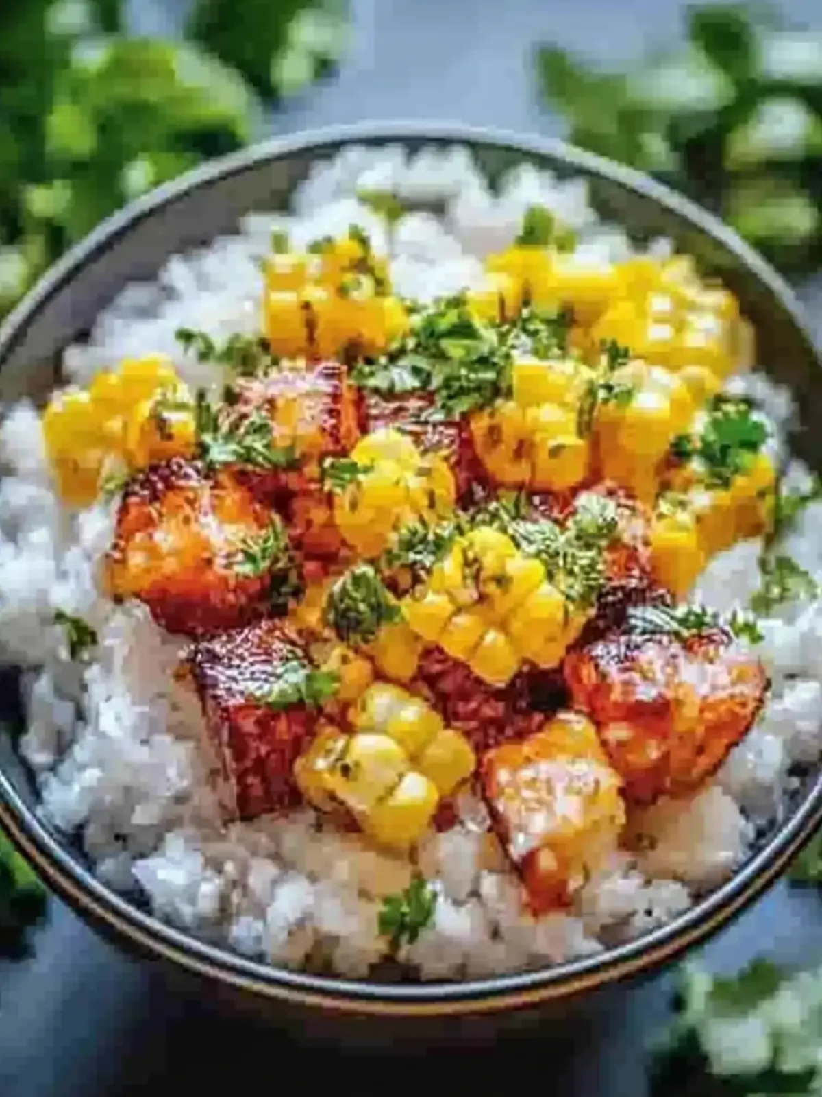 Straßenmais Hähnchen Reis Schüssel