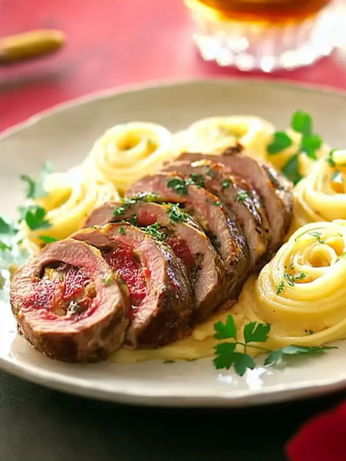 Rinderrouladen mit Nudeln