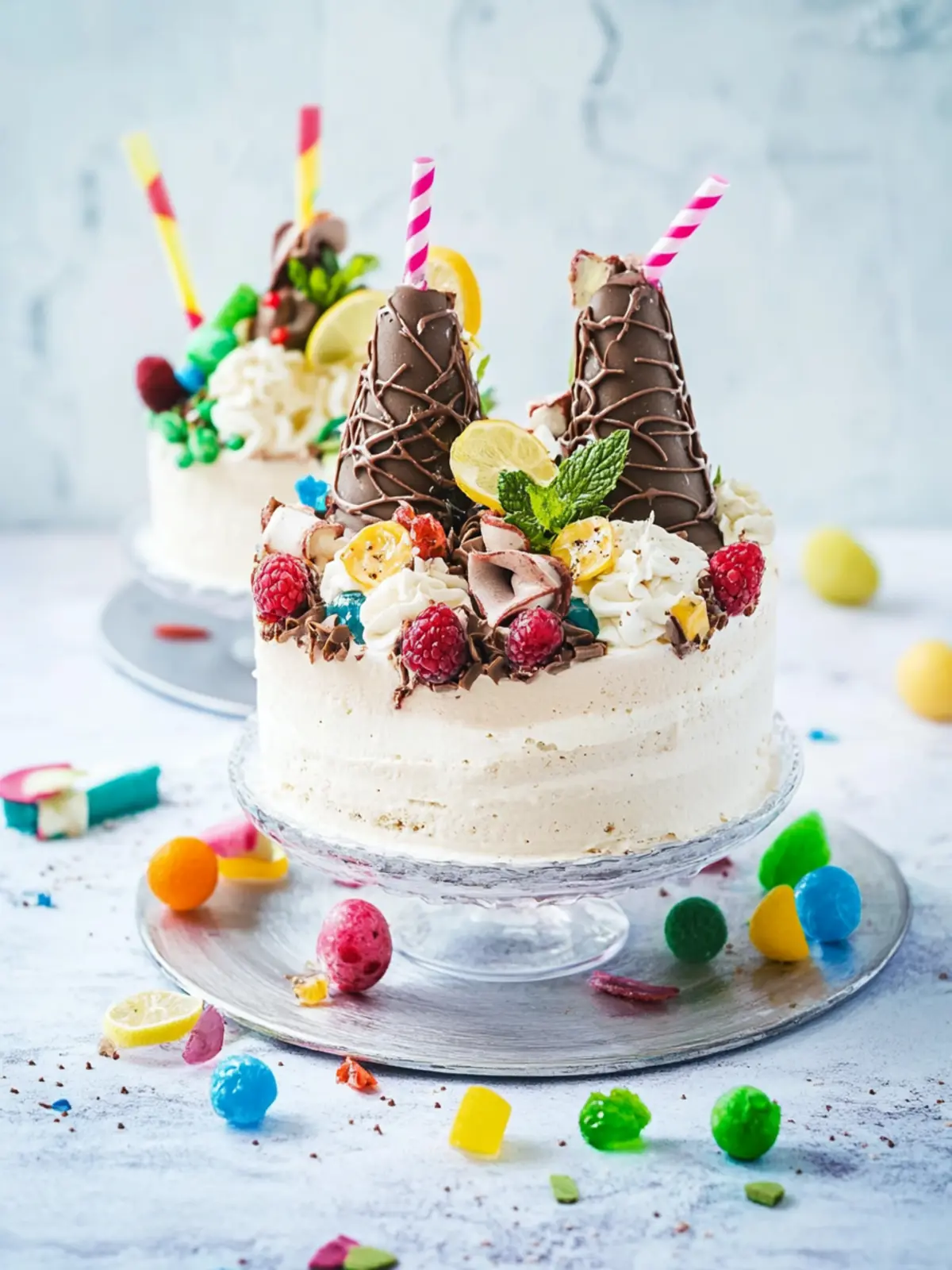 Schultüten-Torte mit prall gefüllten Eiswaffeln