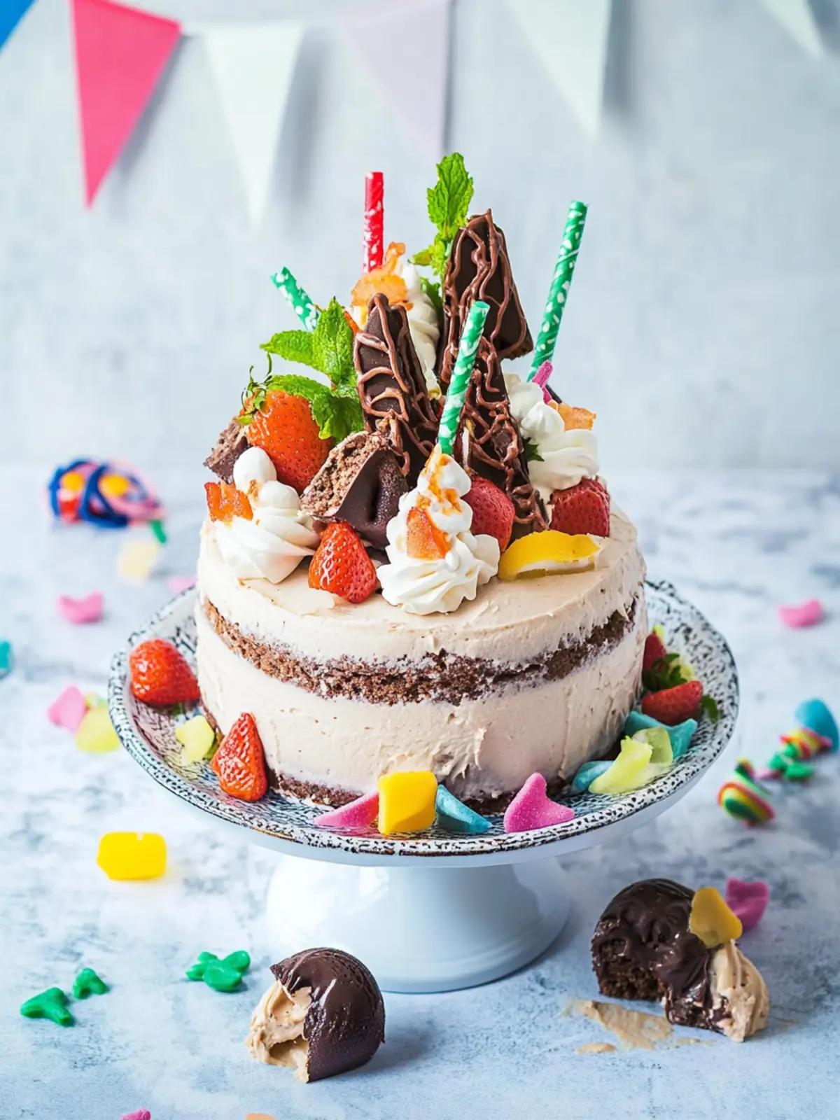 Schultüten-Torte mit prall gefüllten Eiswaffeln