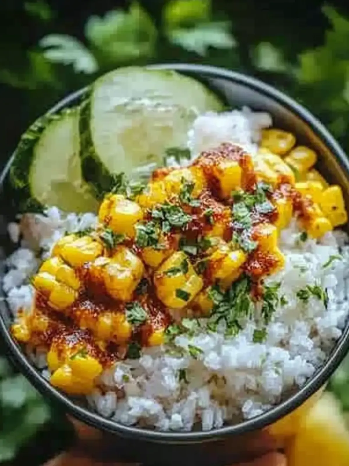 Straßenmais Hähnchen Reis Schüssel