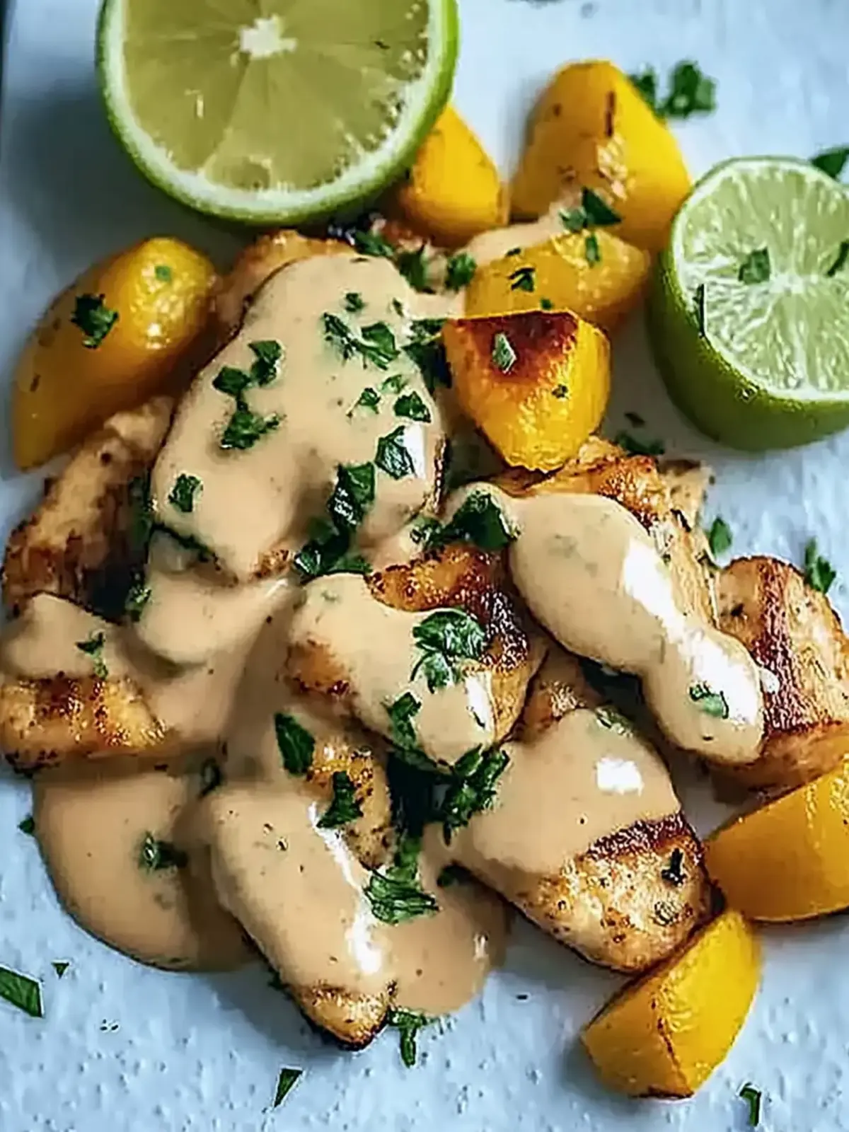 Simple chicken gyros in creamy sour cream sauce