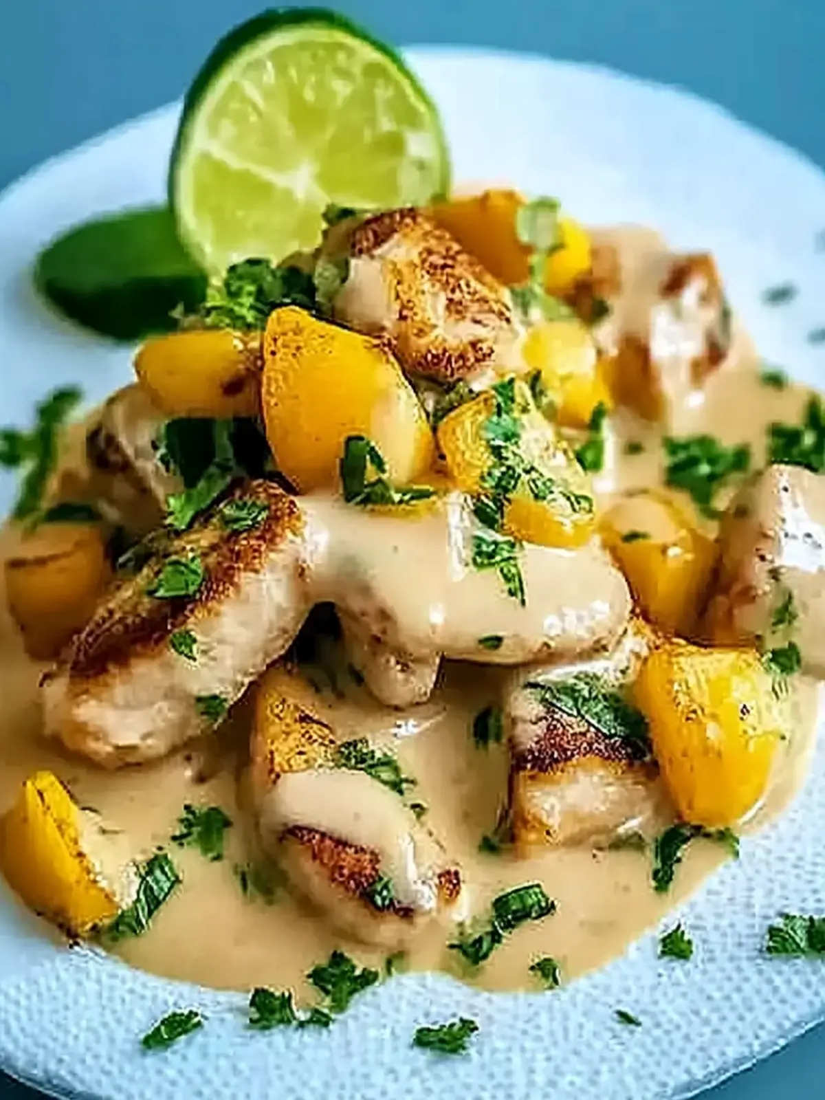 Simple chicken gyros in creamy sour cream sauce