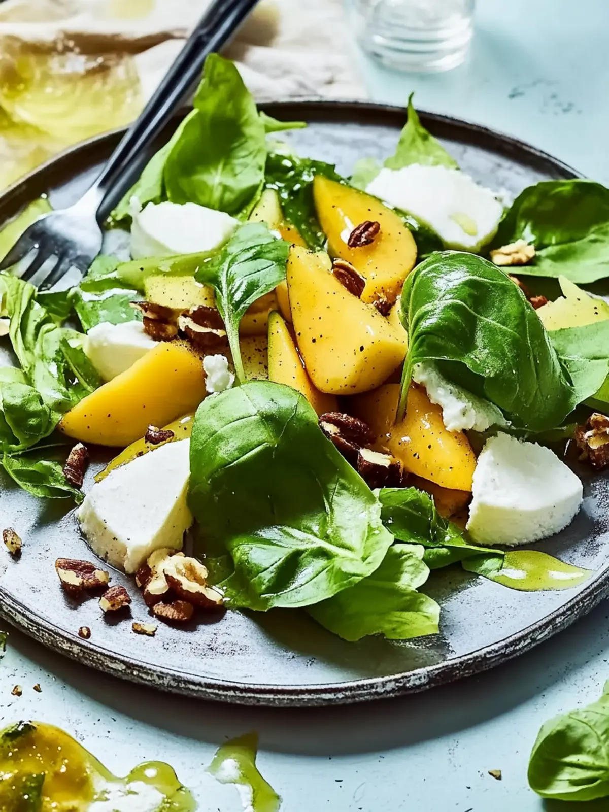 Mango-Mozzarella auf Feldsalat