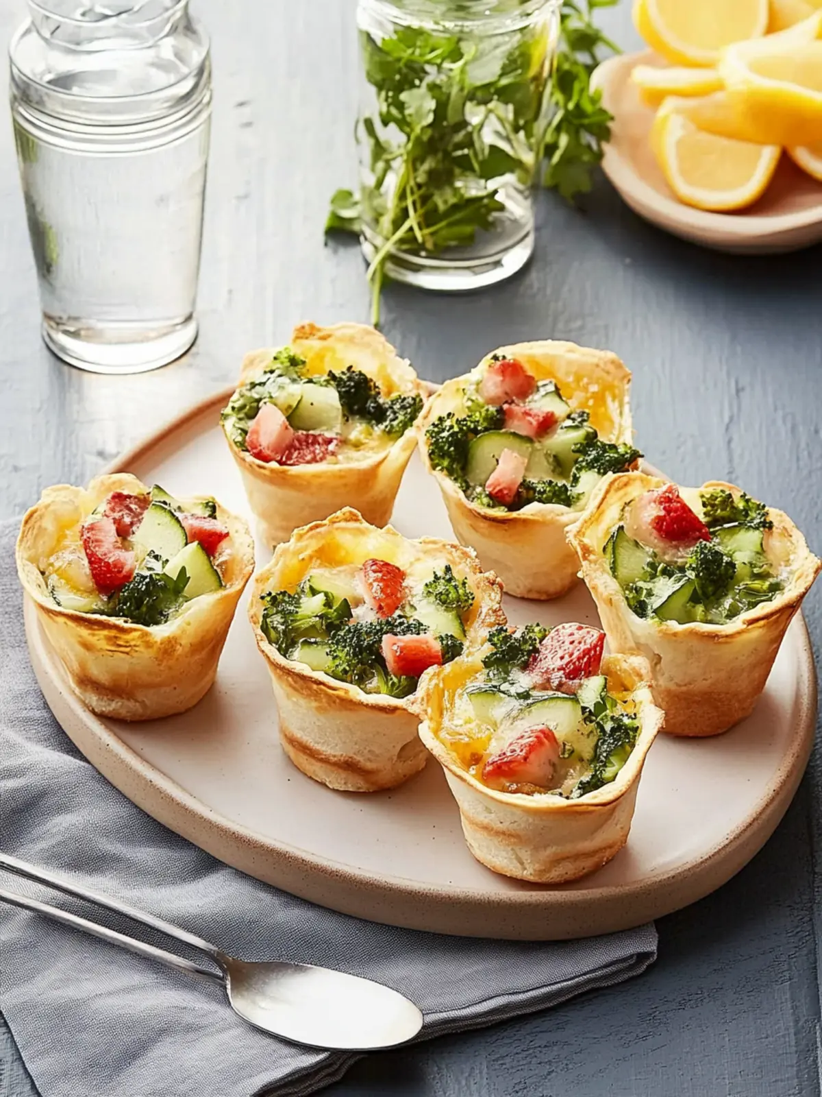 Mini-Blätterteigquiches mit Frühlingskräutern