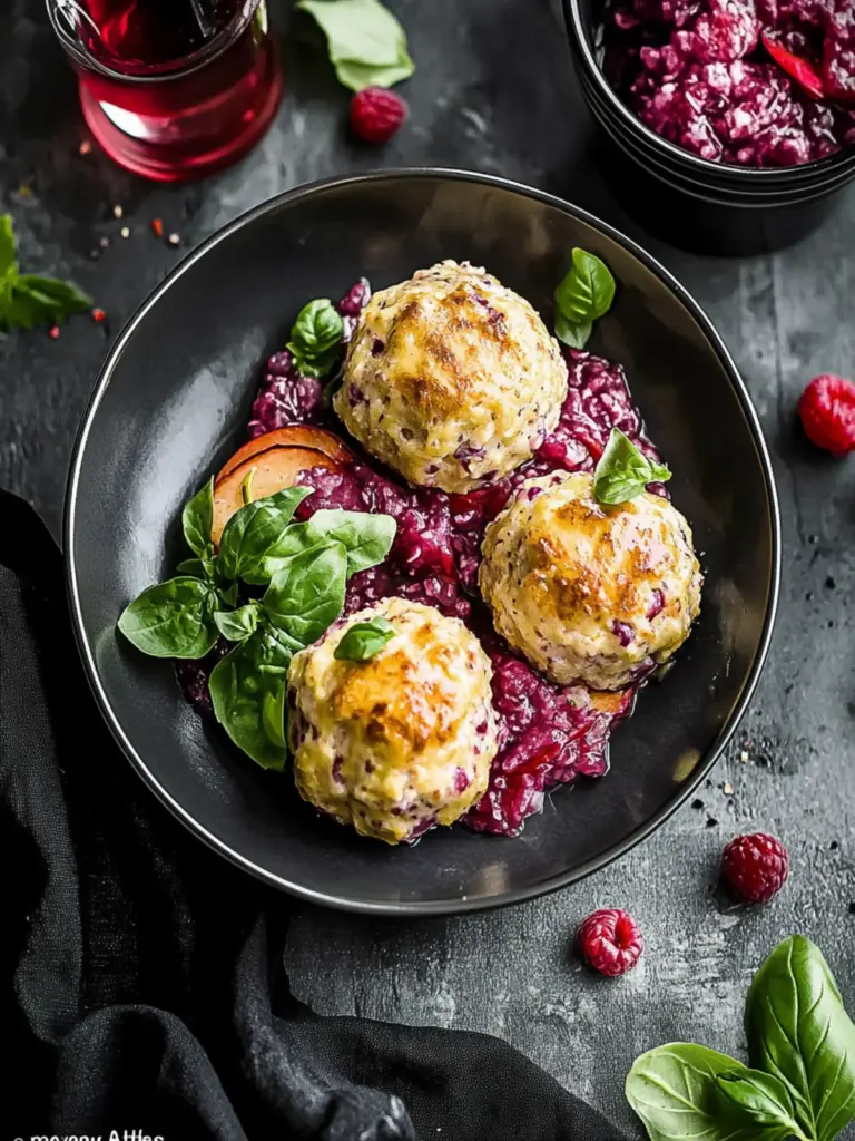 Brezenknödel mit fruchtigem Rotkohl