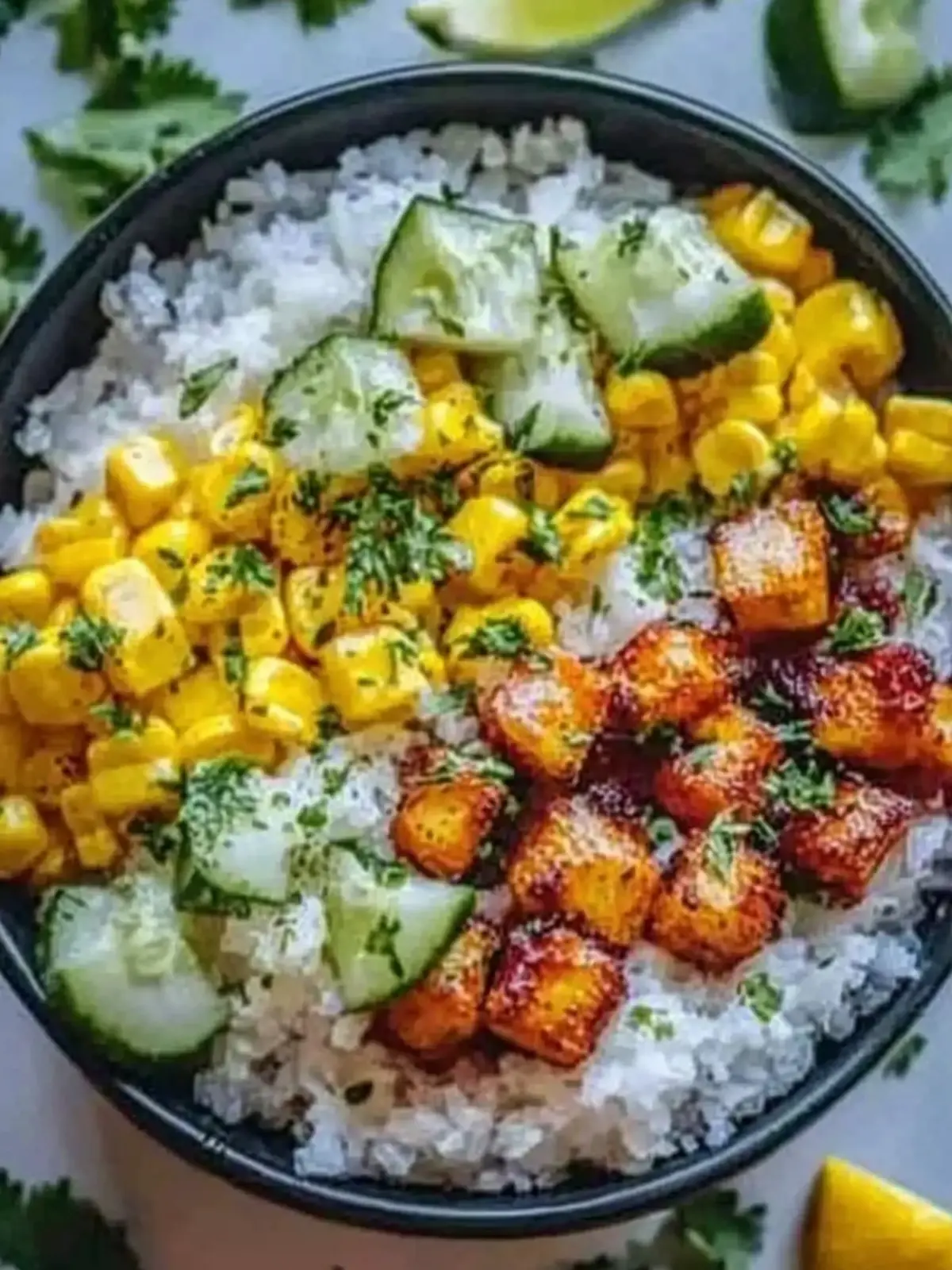 Straßenmais Hähnchen Reis Schüssel