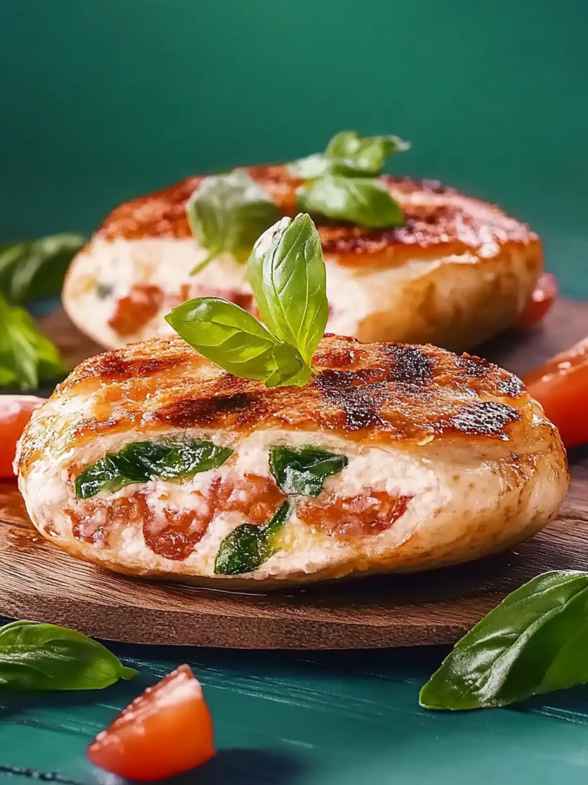 Mit Caprese gefüllte Hähnchenbrust