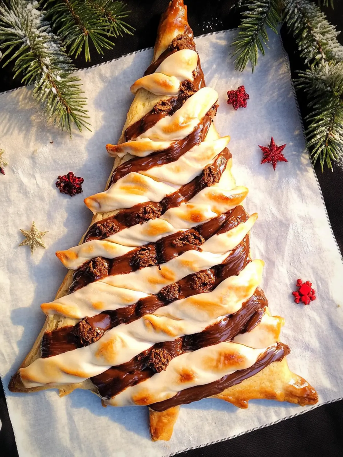 Blätterteig Tannenbaum mit Nutella Füllung