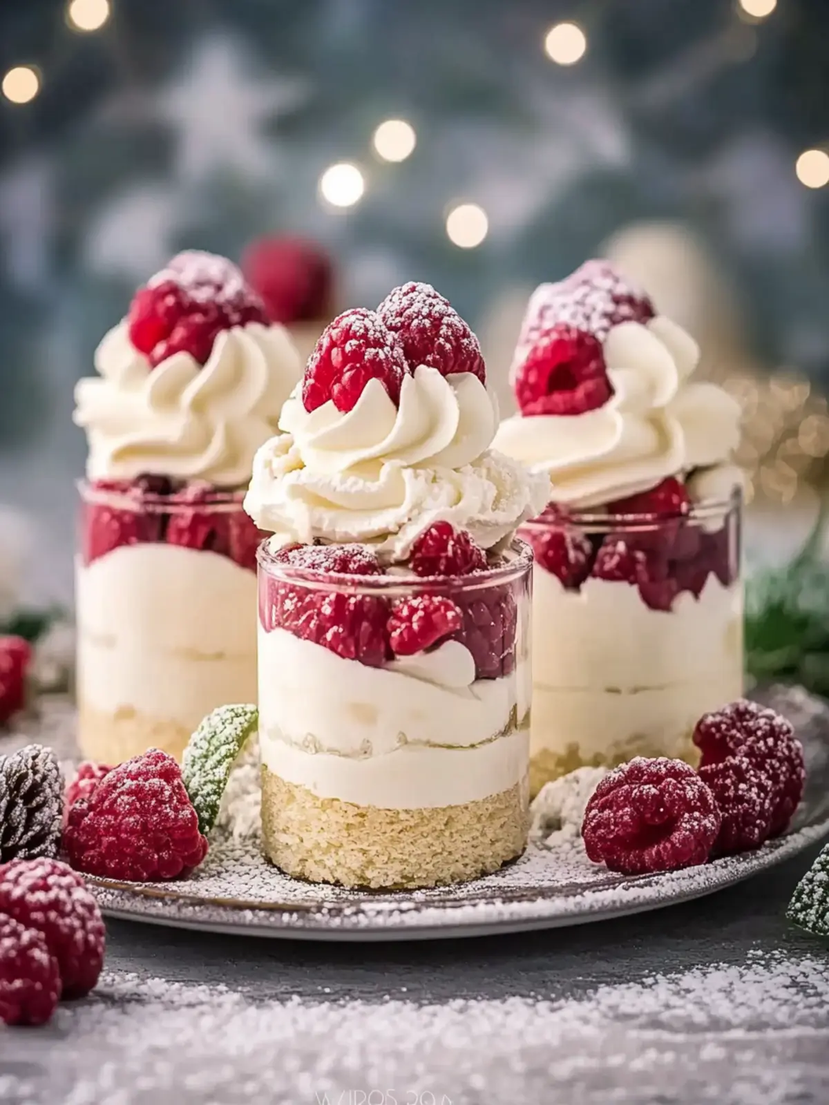 Vanillekipferl Dessert mit Himbeeren