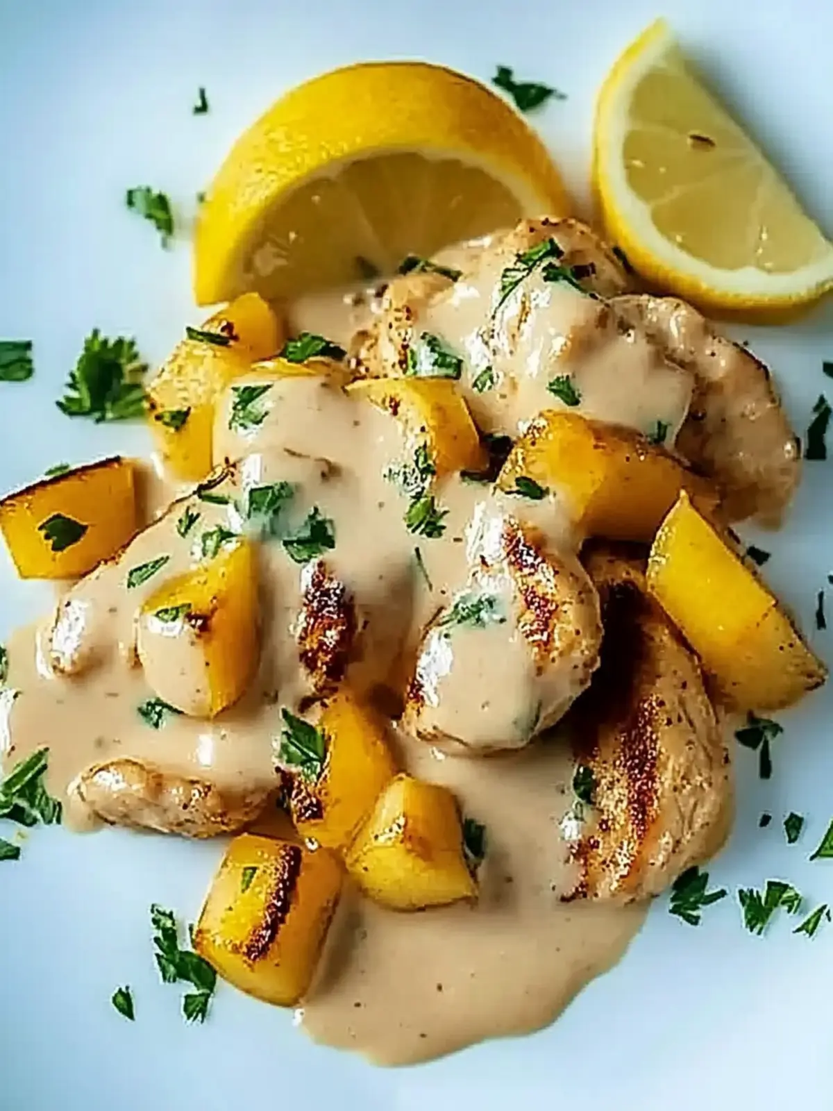 Simple chicken gyros in creamy sour cream sauce