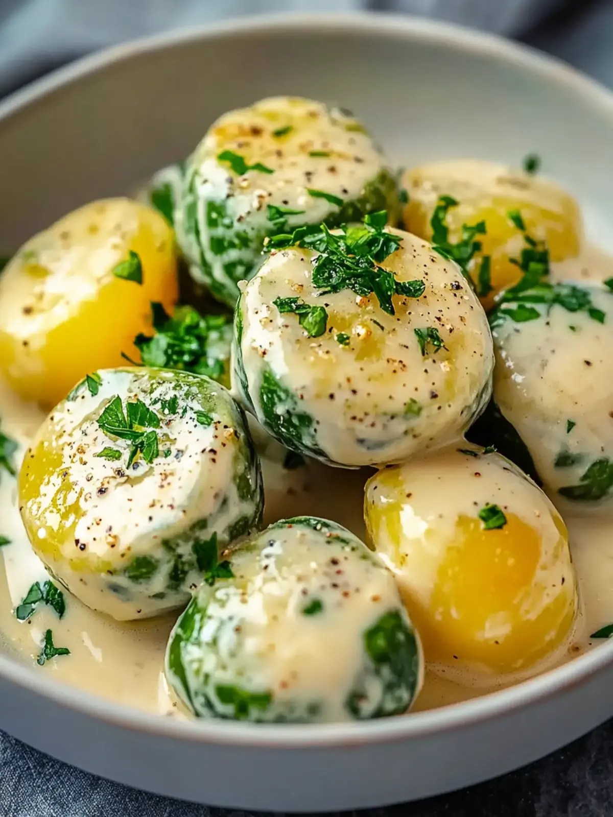 Cremiger Rosenkohl in Frischkäse-Senfsauce