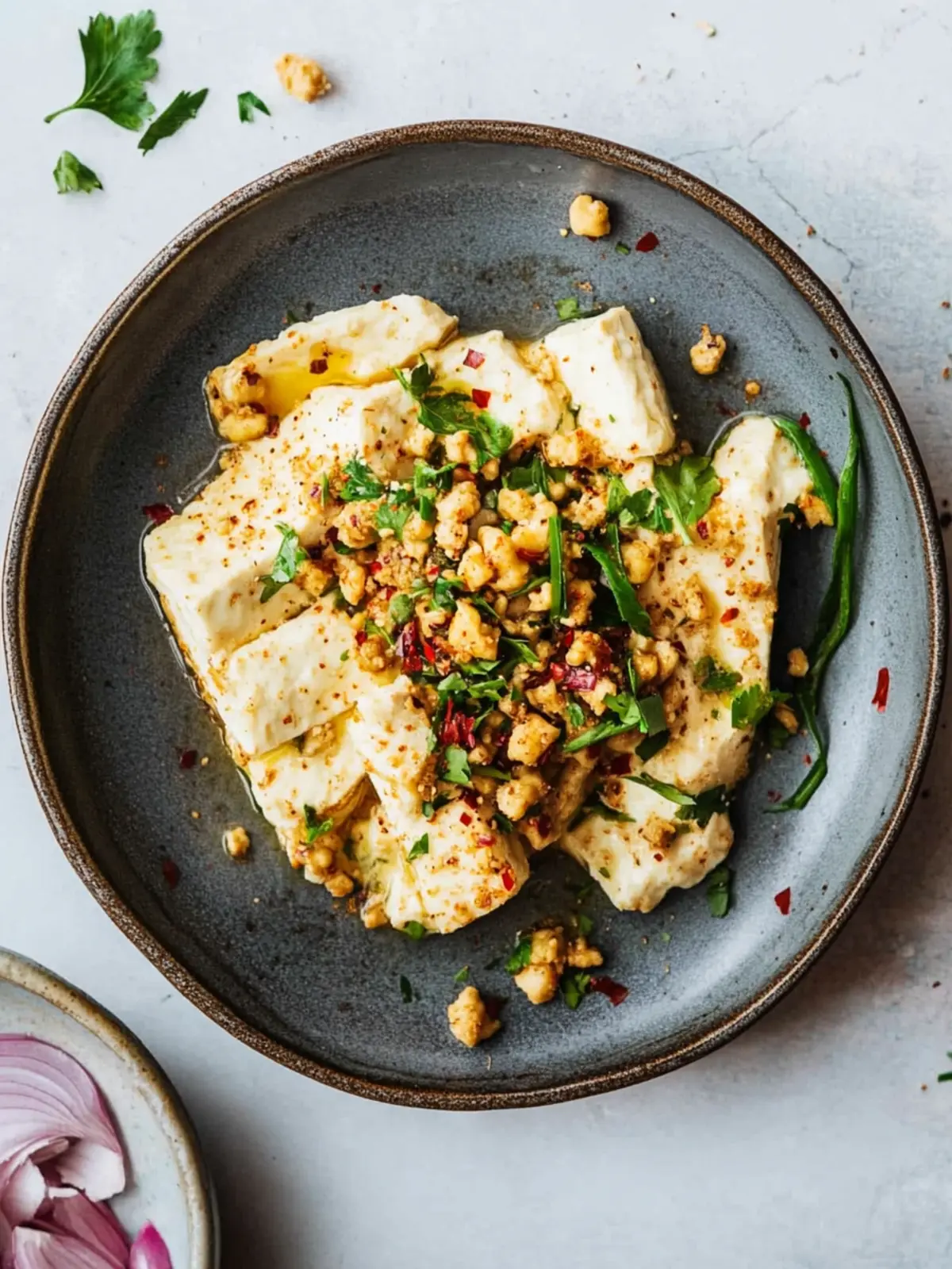 Geschmackvoller seidiger Tofu-Rührei