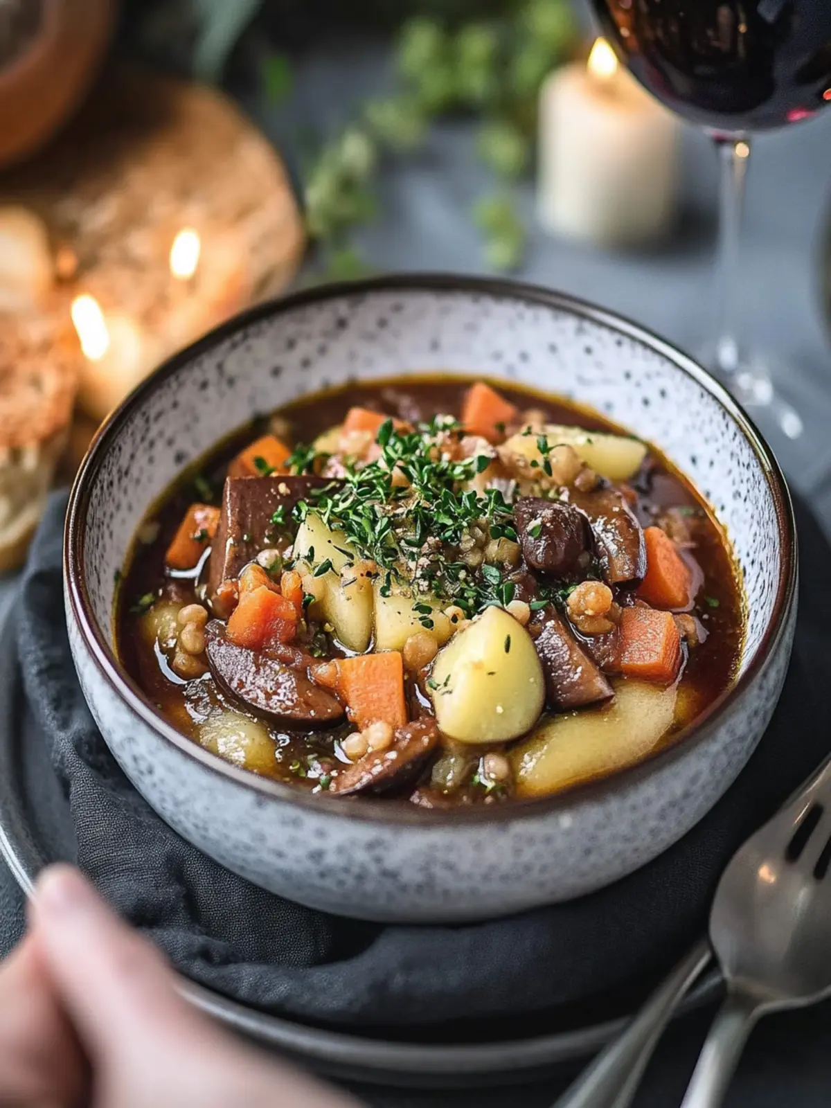 Veganes Pilzgulasch mit Rotwein