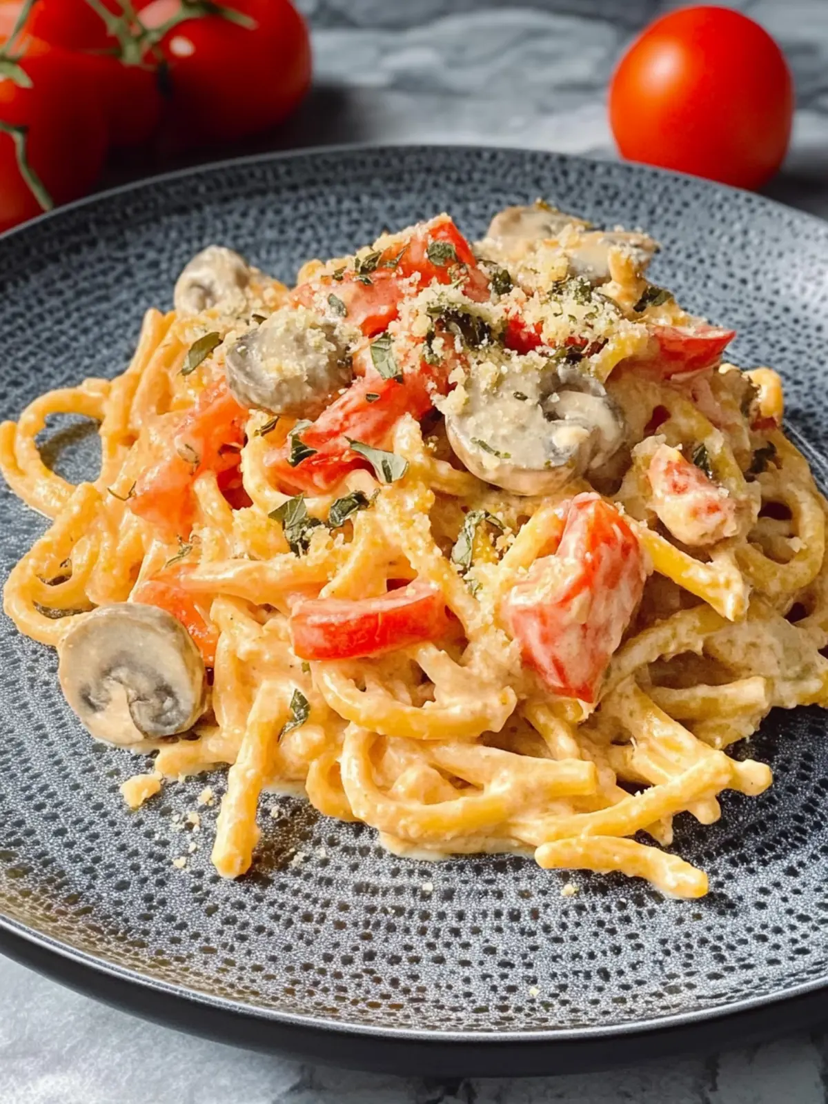 Paprika Spätzle mit Champignons