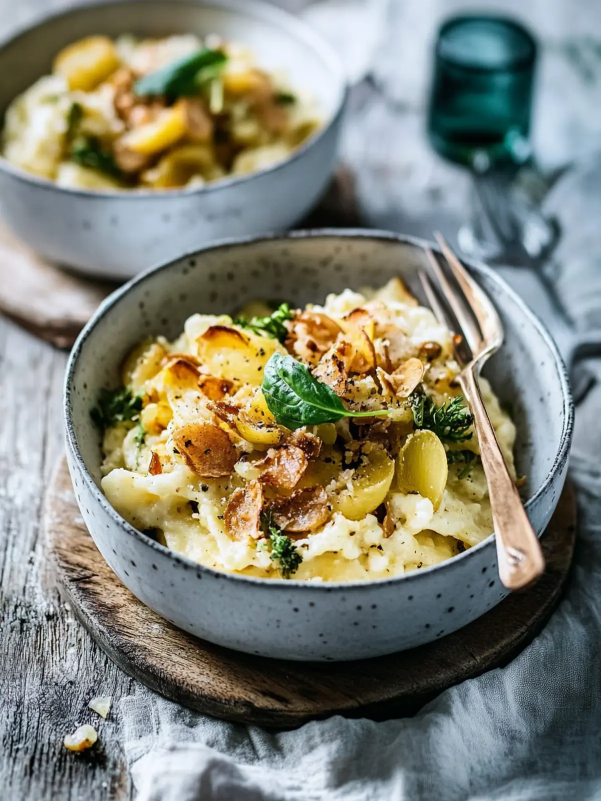 Käsespätzle mit Rosenkohl-Chips