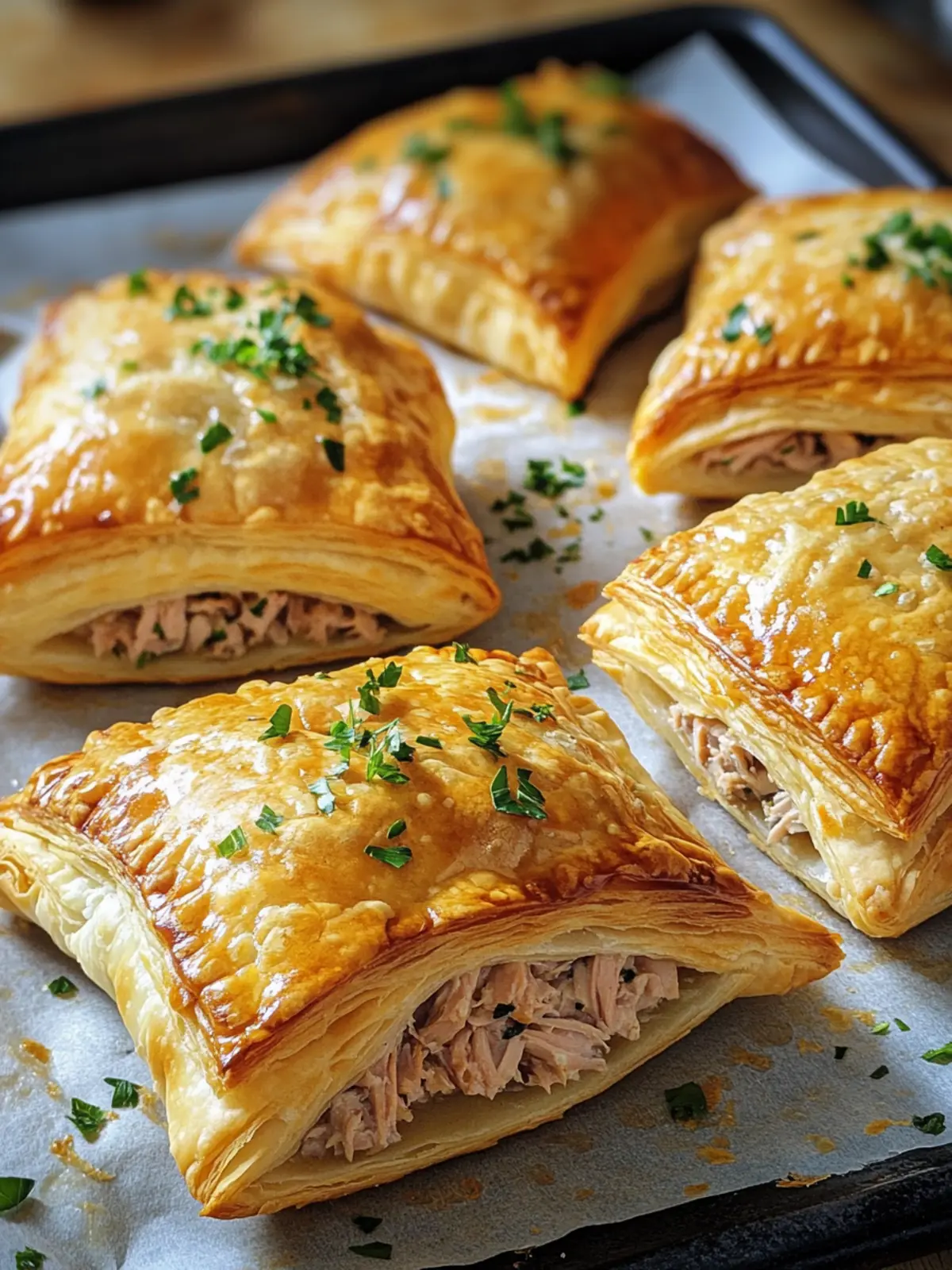 Puff pastry pockets with tuna filling