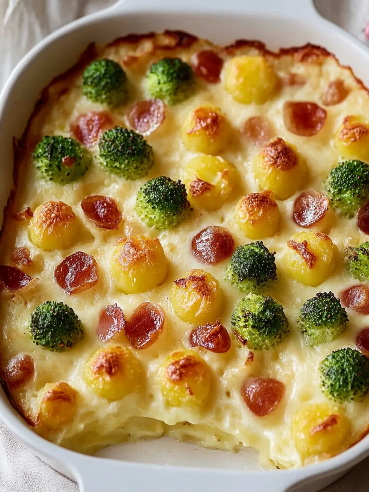 Rosenkohlauflauf mit Kartoffeln und Speck