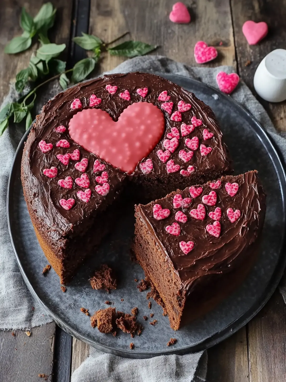 Schokoladenkuchen mit verstecktem Herz
