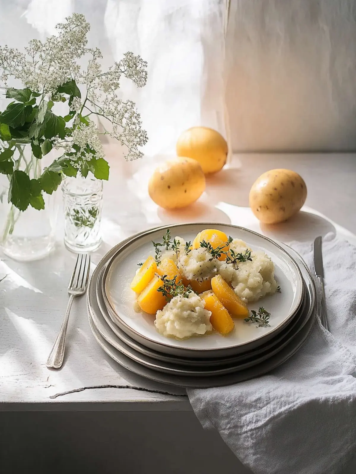 Rahmpilze mit Kartoffelstampf