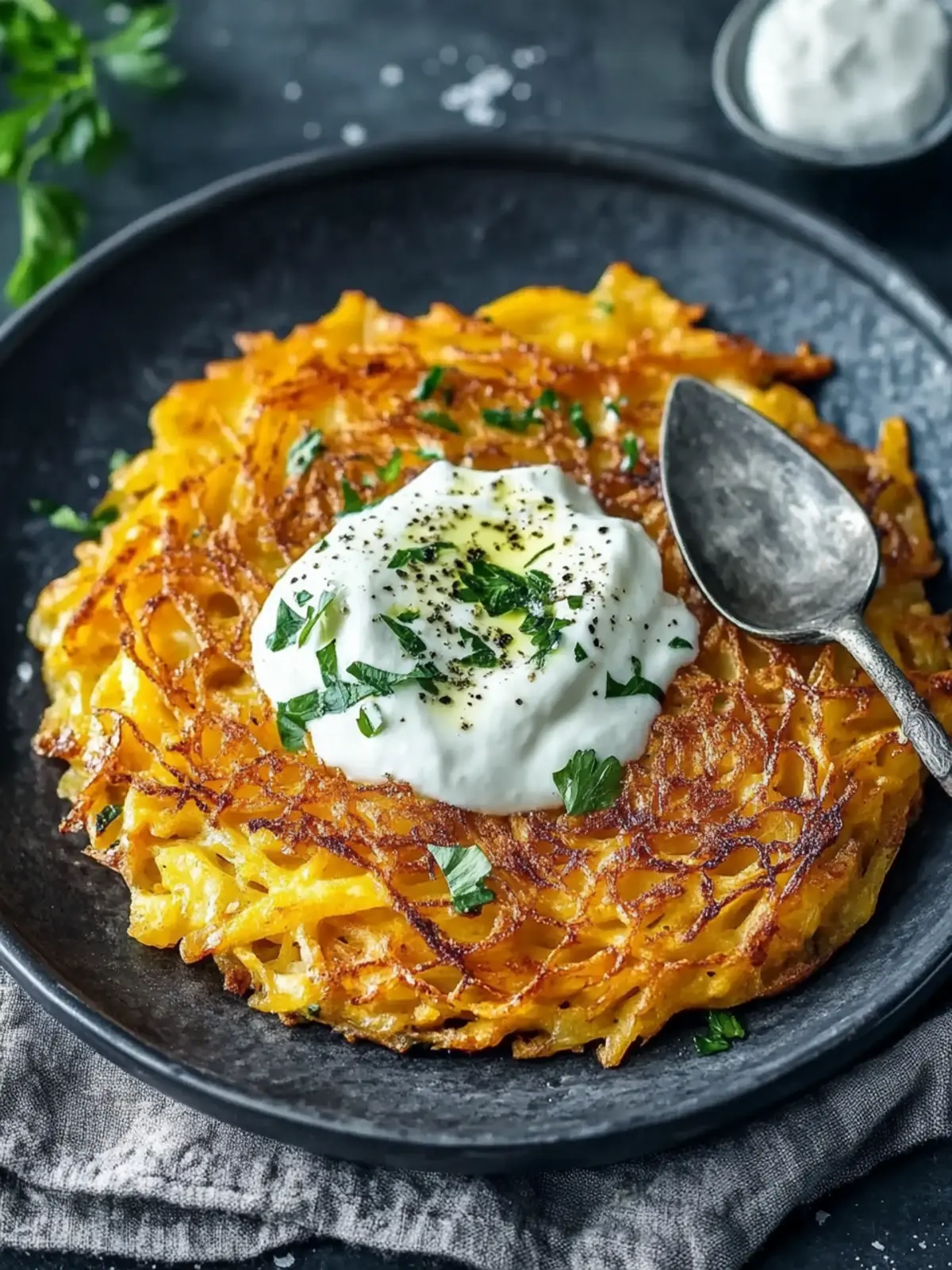 Kürbis-Rösti mit Kräuterquark