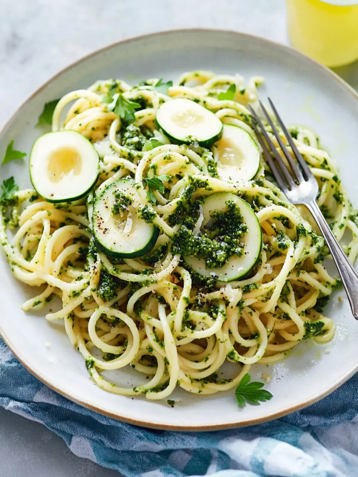 Buchweizen-Zucchini-Spaghetti mit Pesto