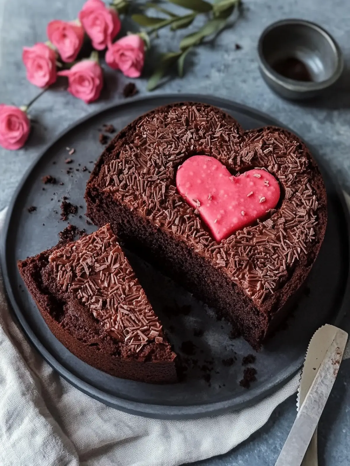 Schokoladenkuchen mit verstecktem Herz
