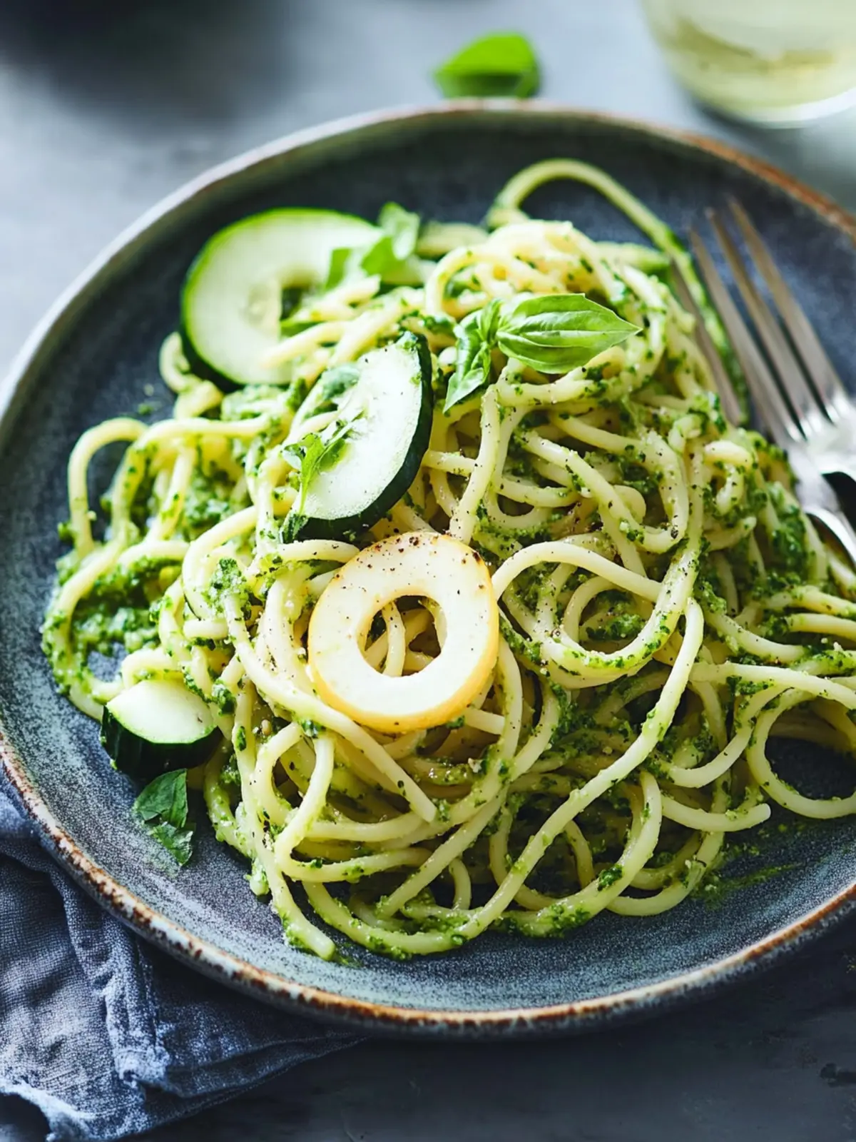 Buchweizen-Zucchini-Spaghetti mit Pesto
