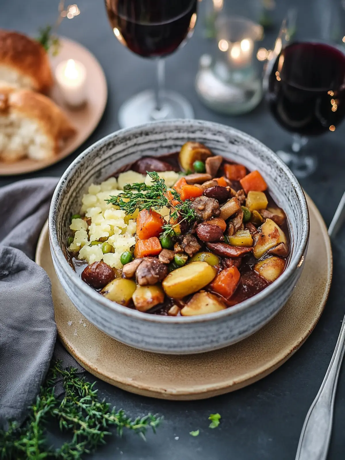 Veganes Pilzgulasch mit Rotwein