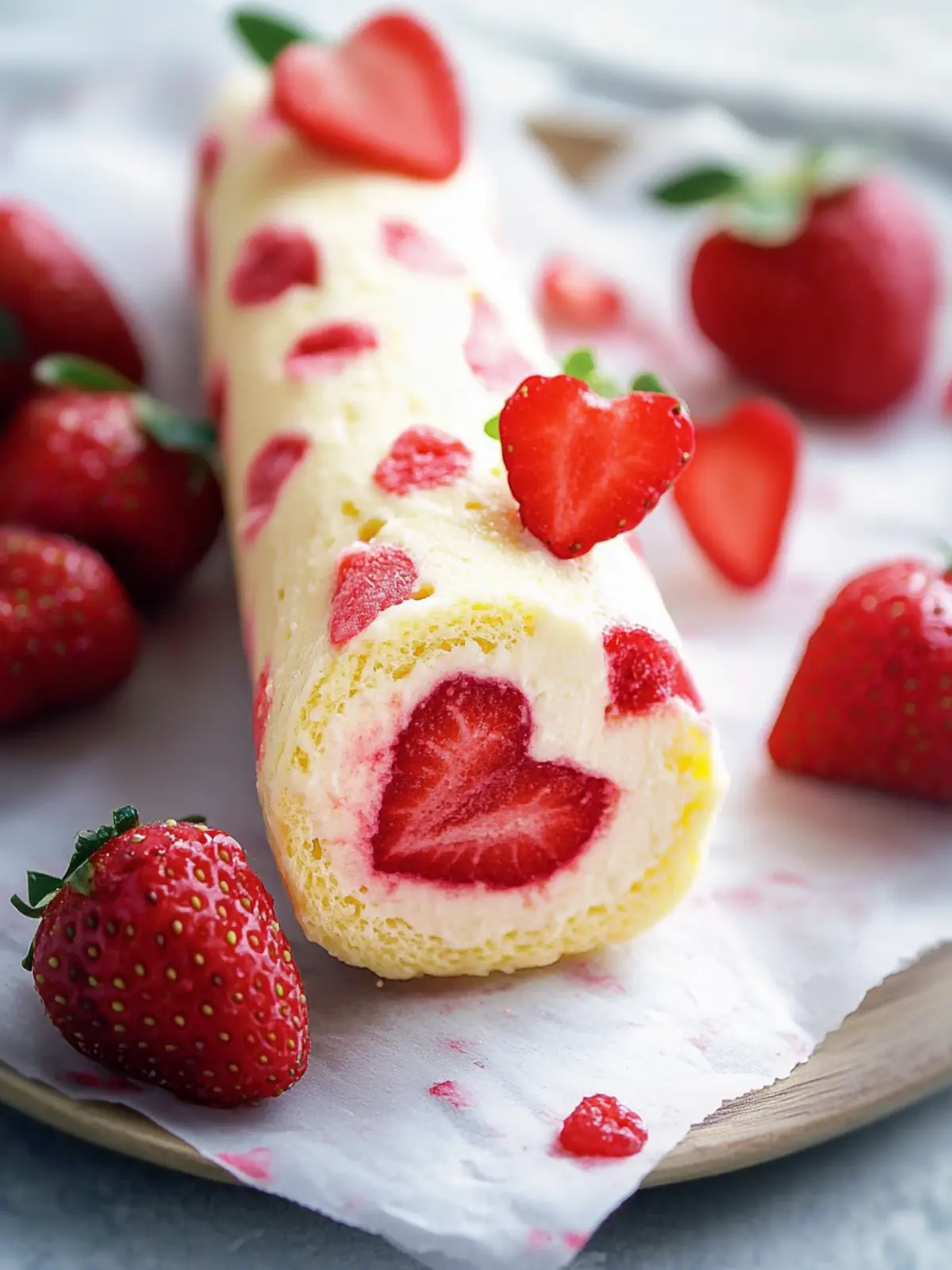 Erdbeer-Biskuitrolle zum Valentinstag