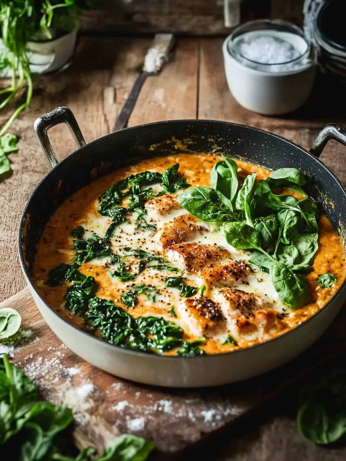 Hähnchenpfanne mit Spinat