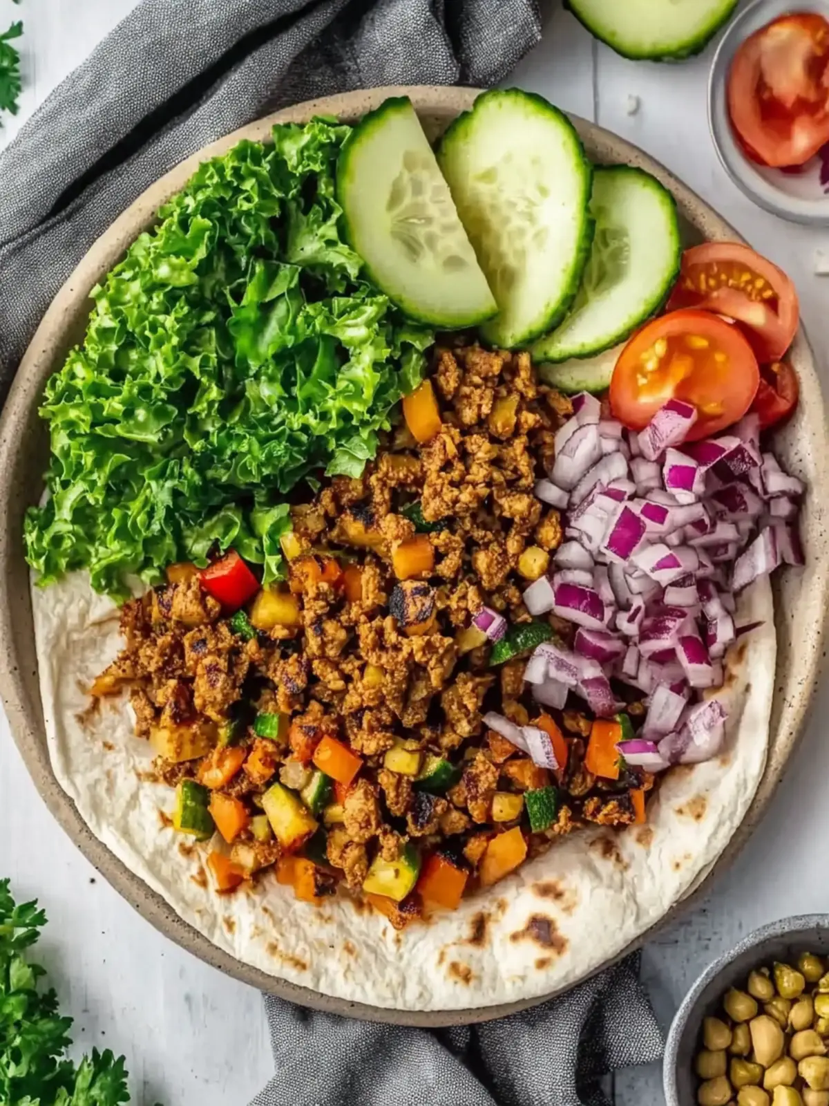 Einfache vegetarische Shawarma mit Linsen