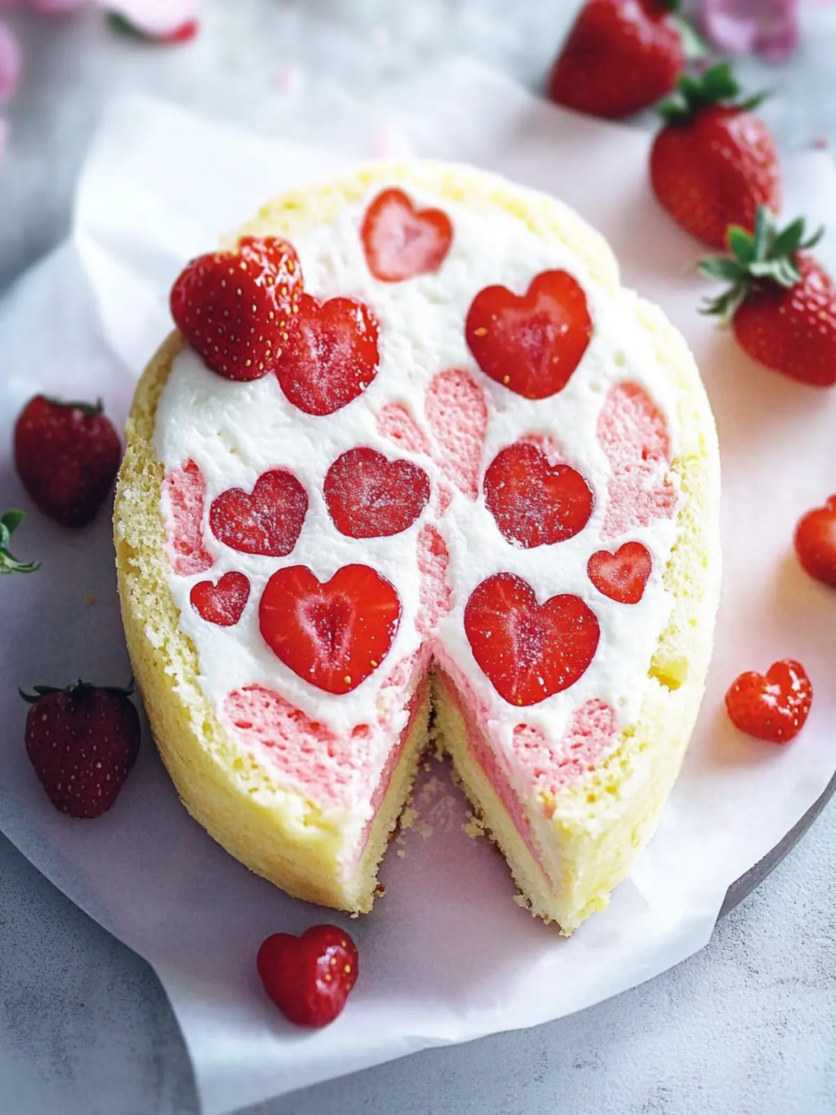 Erdbeer-Biskuitrolle zum Valentinstag