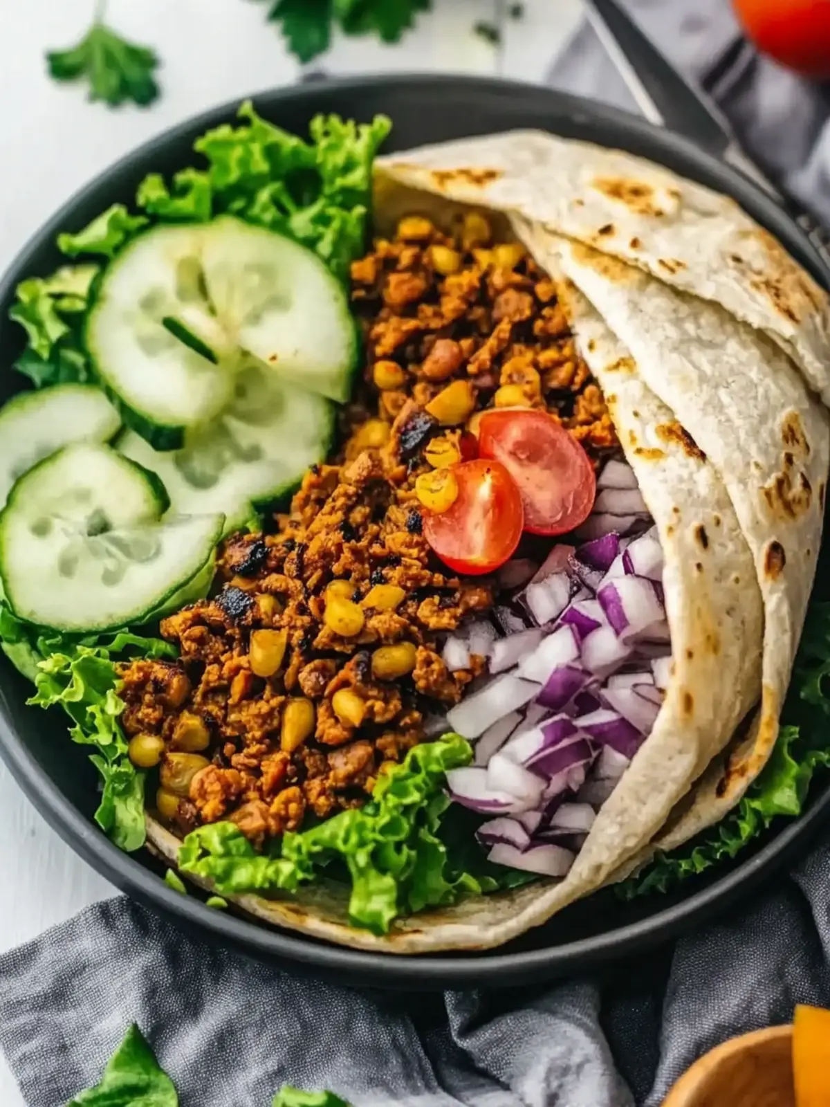 Einfache vegetarische Shawarma mit Linsen