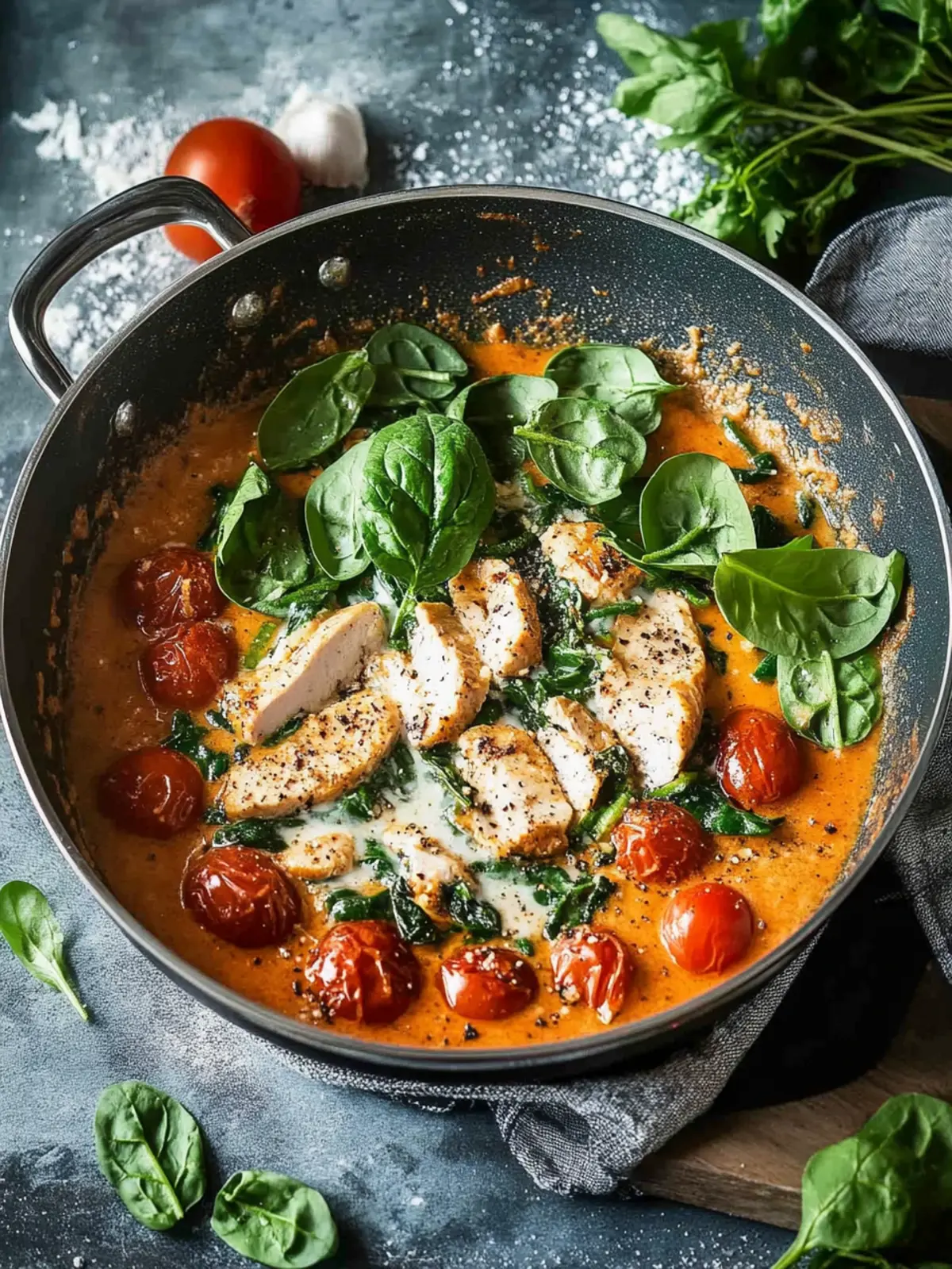 Hähnchenpfanne mit Spinat